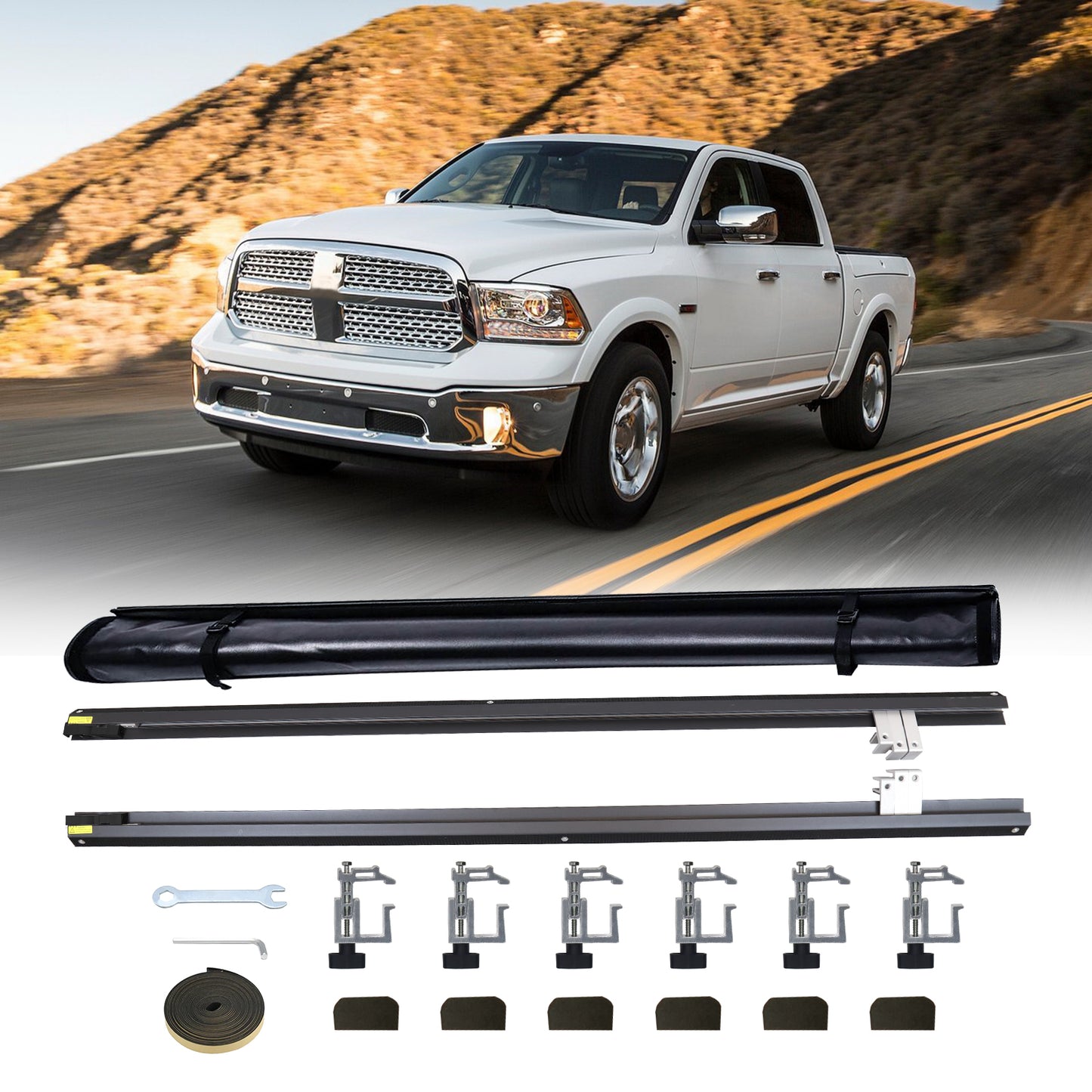 6.4ft Bed Tonneau Cover compatible with 2002-18 Dodge Ram 1500 03-24 2500 3500 Soft Roll-up