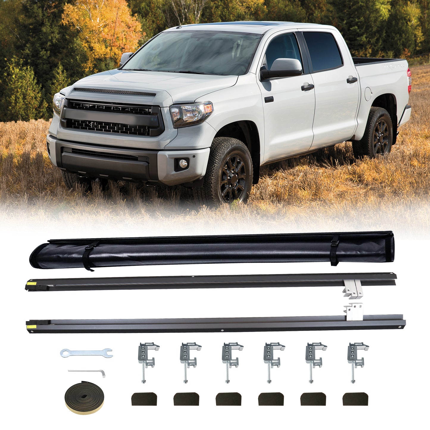 TONNEAU COVER compatible with 2022-2024 TOYOTA TUNDRA 6.5FT TRUCK BED SOFT ROLL-UP