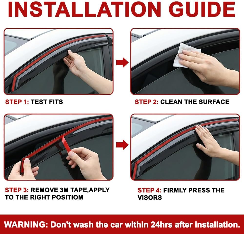 4pc Set Rain Guards fits for 2009 2010 2011 2012 2013 Toyota Corolla Window Visor Deflector