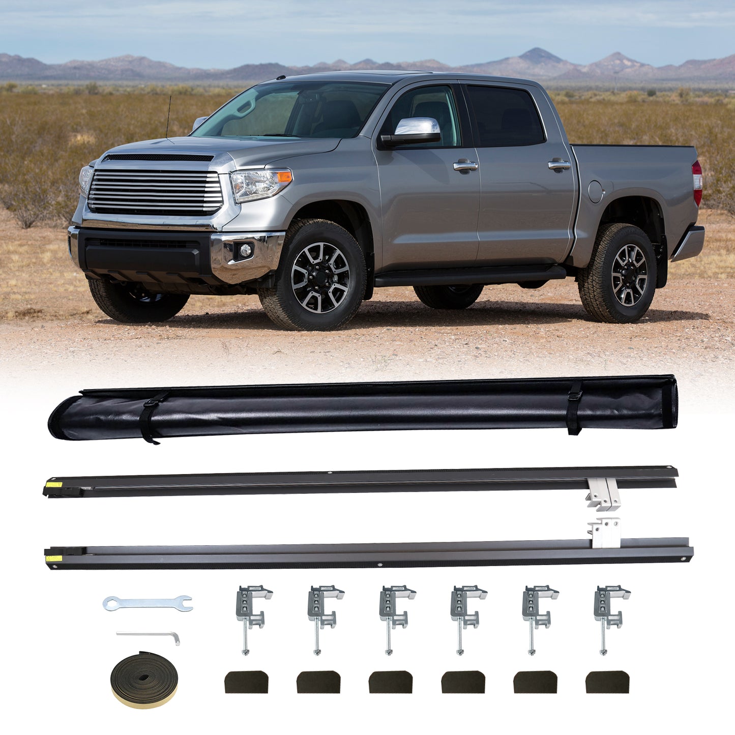 6.5FT Roll Up Truck Bed Soft Tonneau Cover compatible with 2007-13 Toyota Tundra Waterproof