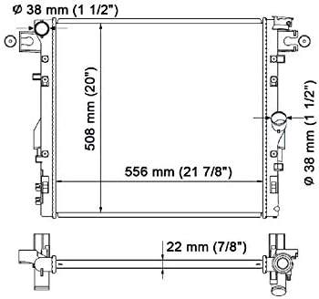 Aluminum Radiator | Compatible with Jeep WRANGLER 3.8 V6,2007-2009 | 22mm Core Thickness | Replaces CU2957