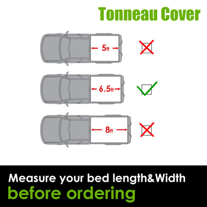 6.5FT Roll Up Truck Bed Soft Tonneau Cover compatible with 2007-13 Toyota Tundra Waterproof