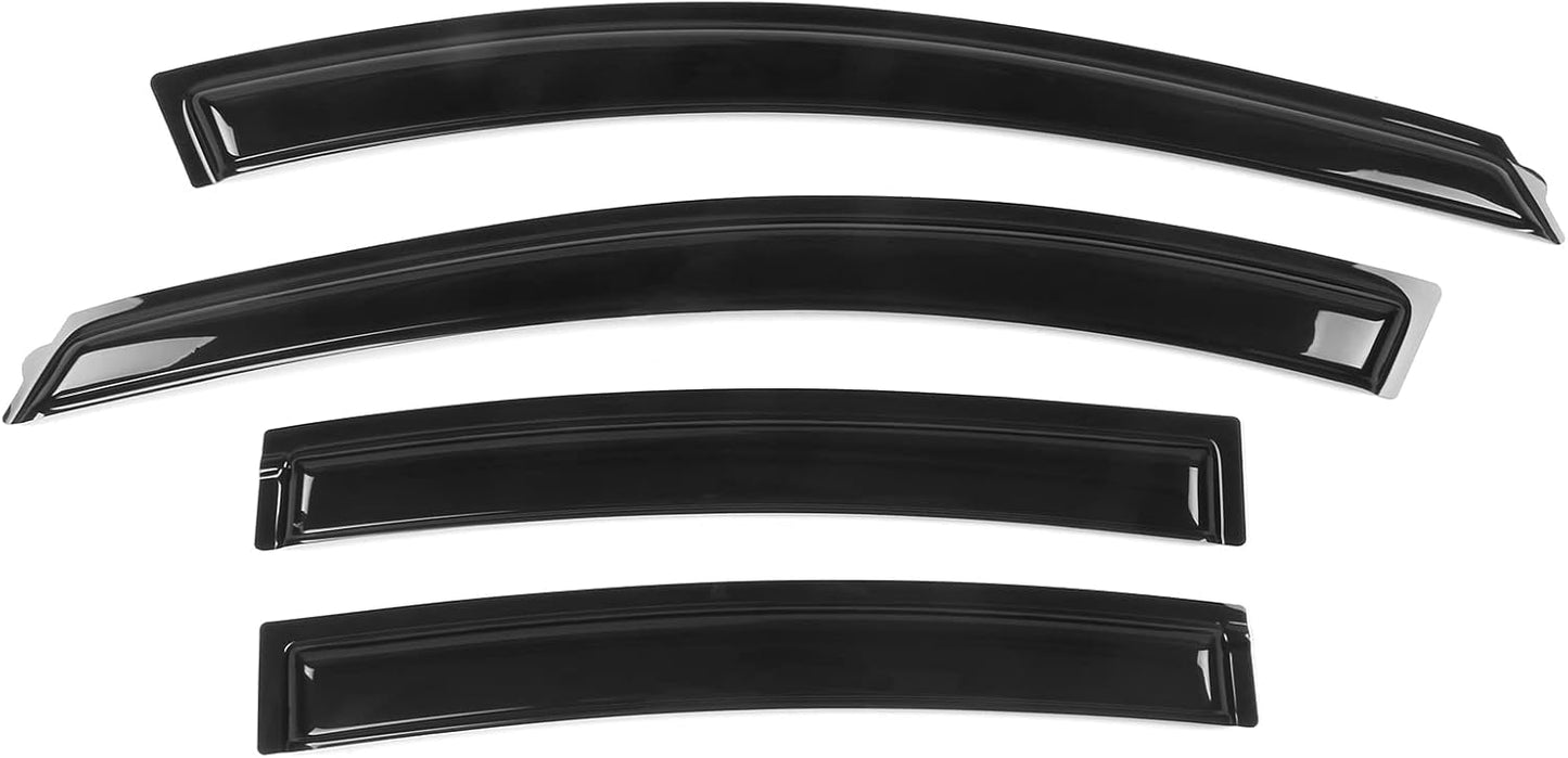 Window Visor Compatible with 2010-2015 Chevrolet Cruze 2016 Chevrolet Cruze Limited, Slim Style Acrylic Black Sun Rain Wind Guards Cover 4Pcs Set