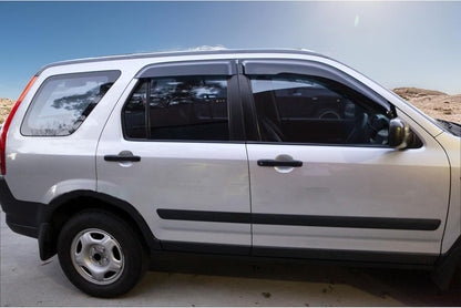 Window Visor Compatible with 2002-2006 Honda CRV SUV, Slim Style Acrylic Smoke Tinted Sun Rain Shade Guard Wind Vent Air Deflector, 2003 2004 2005