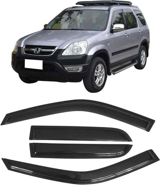 Window Visor Compatible with 2002-2006 Honda CRV SUV, Slim Style Acrylic Smoke Tinted Sun Rain Shade Guard Wind Vent Air Deflector, 2003 2004 2005
