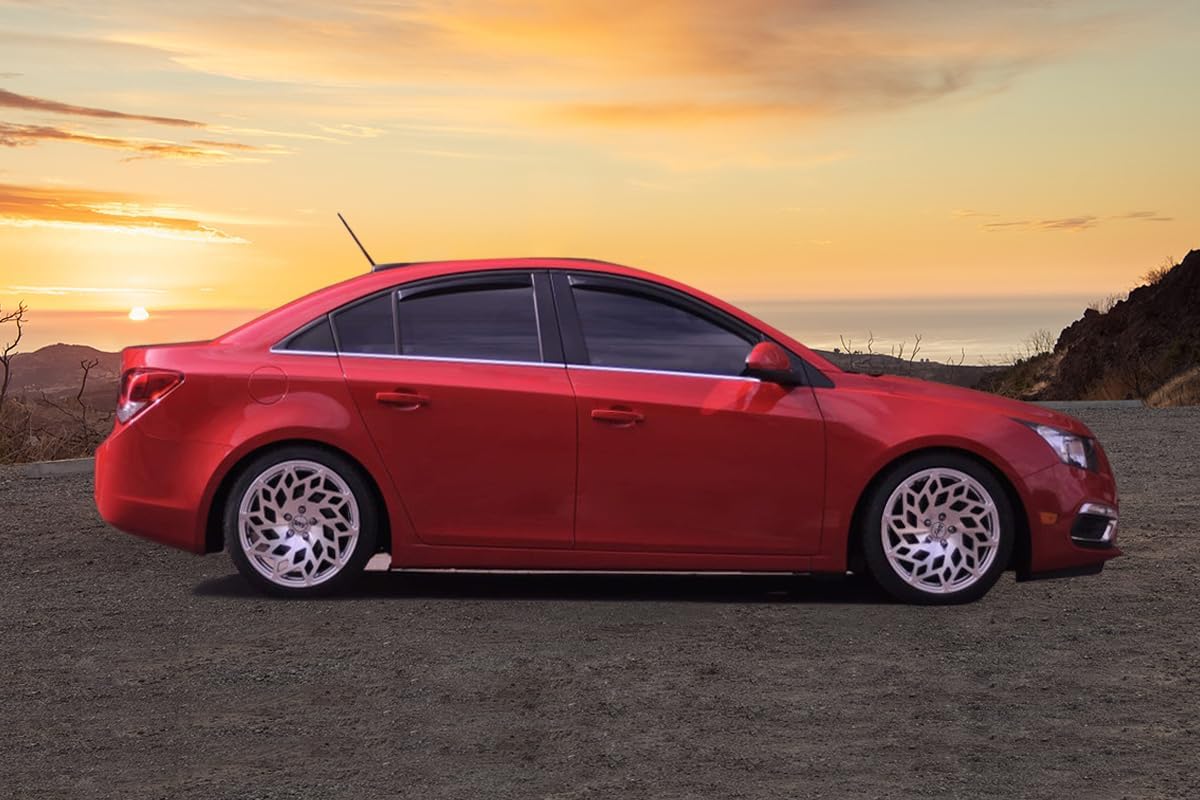 Window Visor Compatible with 2010-2015 Chevrolet Cruze 2016 Chevrolet Cruze Limited, Slim Style Acrylic Black Sun Rain Wind Guards Cover 4Pcs Set