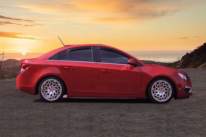 Window Visor Compatible with 2010-2015 Chevrolet Cruze 2016 Chevrolet Cruze Limited, Slim Style Acrylic Black Sun Rain Wind Guards Cover 4Pcs Set