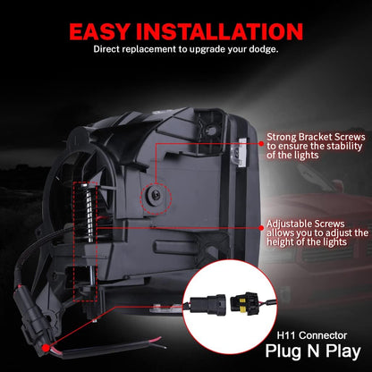 New Version LED Fog Lights Compatible with Dodge Ram 1500 2013 2014 2015 2016 2017 2018 Bumper Driving Fog Lamps Replacement – 1 Pair Black