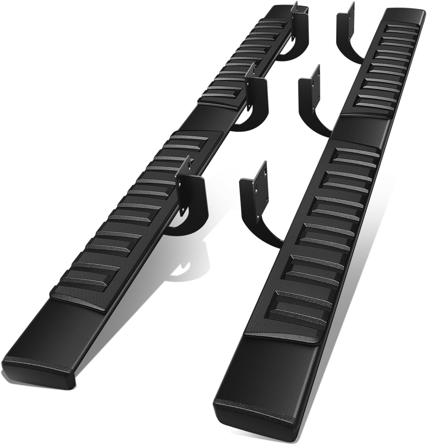 5" Running Boards compatible with Truck 1999-2016 Ford F250-550 Super Duty Extended Cab, Stainless Steel Nerf Bars, Black Powdercoated Non-Slip Side Steps