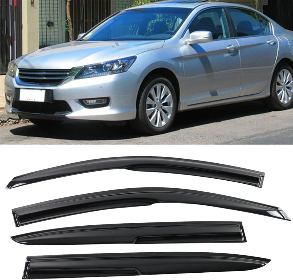 4pcs Window Visors Compatible with 2013-2017 Honda Accord 9th Gen Sedan Only, Acrylic Smoked JDM Stick On External Wind Deflectors