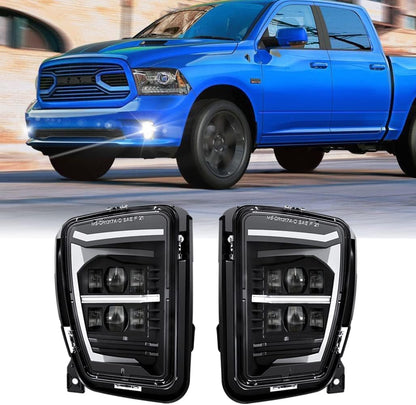 New Version LED Fog Lights Compatible with Dodge Ram 1500 2013 2014 2015 2016 2017 2018 Bumper Driving Fog Lamps Replacement – 1 Pair Black