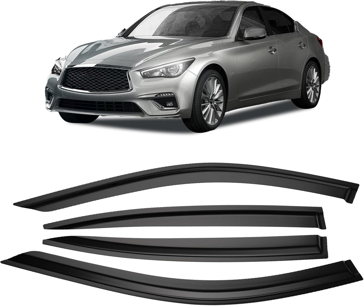 4pcs Window Visor Fit compatible with 2016-2021 Honda Civic Window Vent Deflector Visors