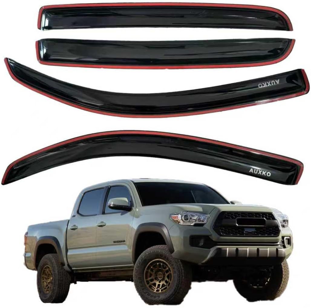 4pcs Rain Guards for 2024-2026 Toyota Tacoma Double Cab, Easy-to-Install Rain Guards for Car Window - Out-Channel Vent Visors Accessories for Truck, Side Window Wind Deflectors & Visors