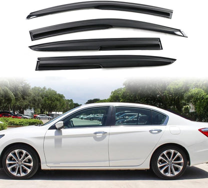 4pcs Window Visors Compatible with 2013-2017 Honda Accord 9th Gen Sedan Only, Acrylic Smoked JDM Stick On External Wind Deflectors