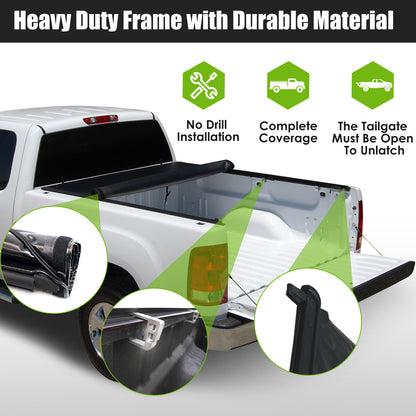 6.4ft Bed Tonneau Cover compatible with 2002-18 Dodge Ram 1500 03-24 2500 3500 Soft Roll-up
