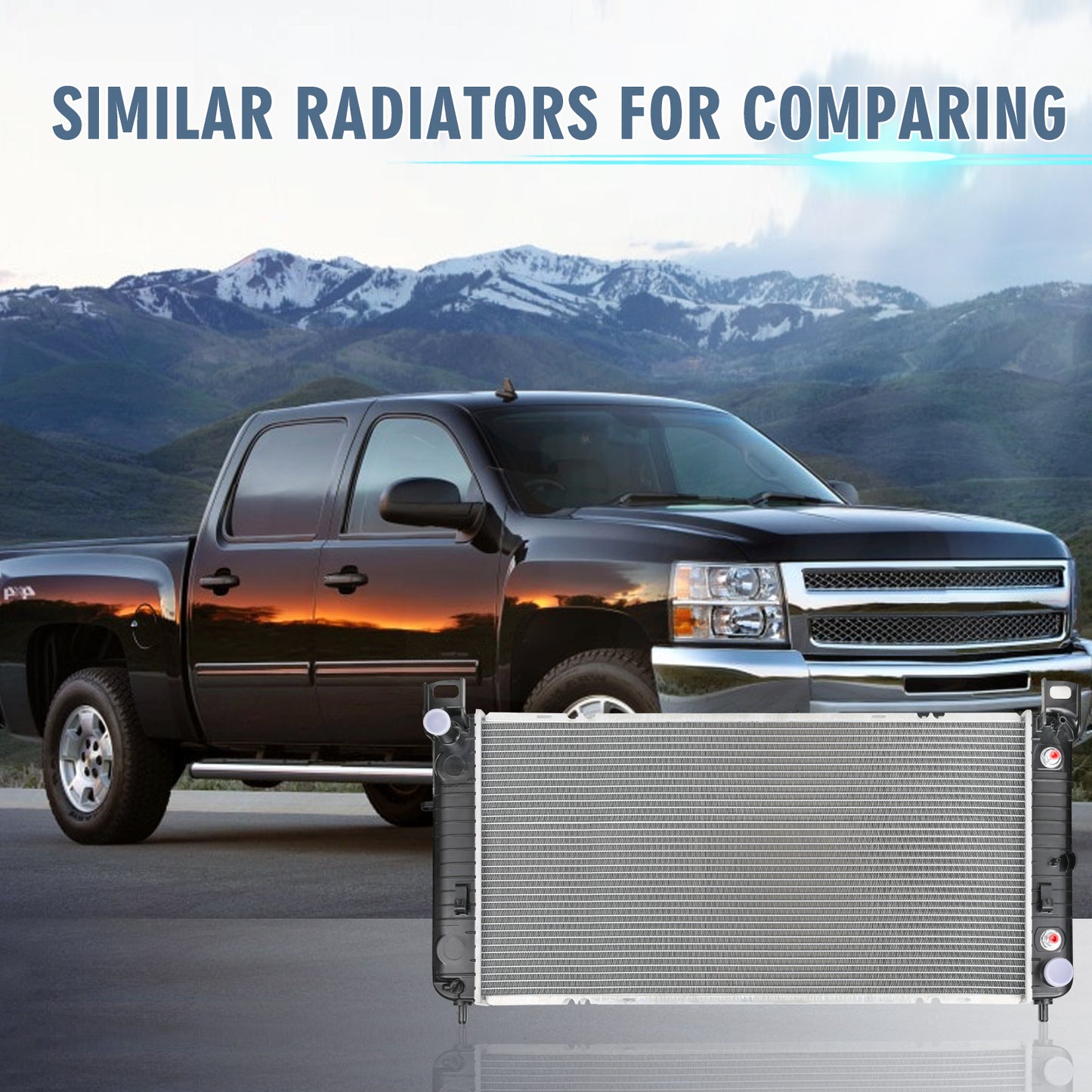 34'' Radiator compatible with Chevy Silverado 1500 GMC Yukon Cadillac Escalade 4.8 5.3L 6.0L 2423