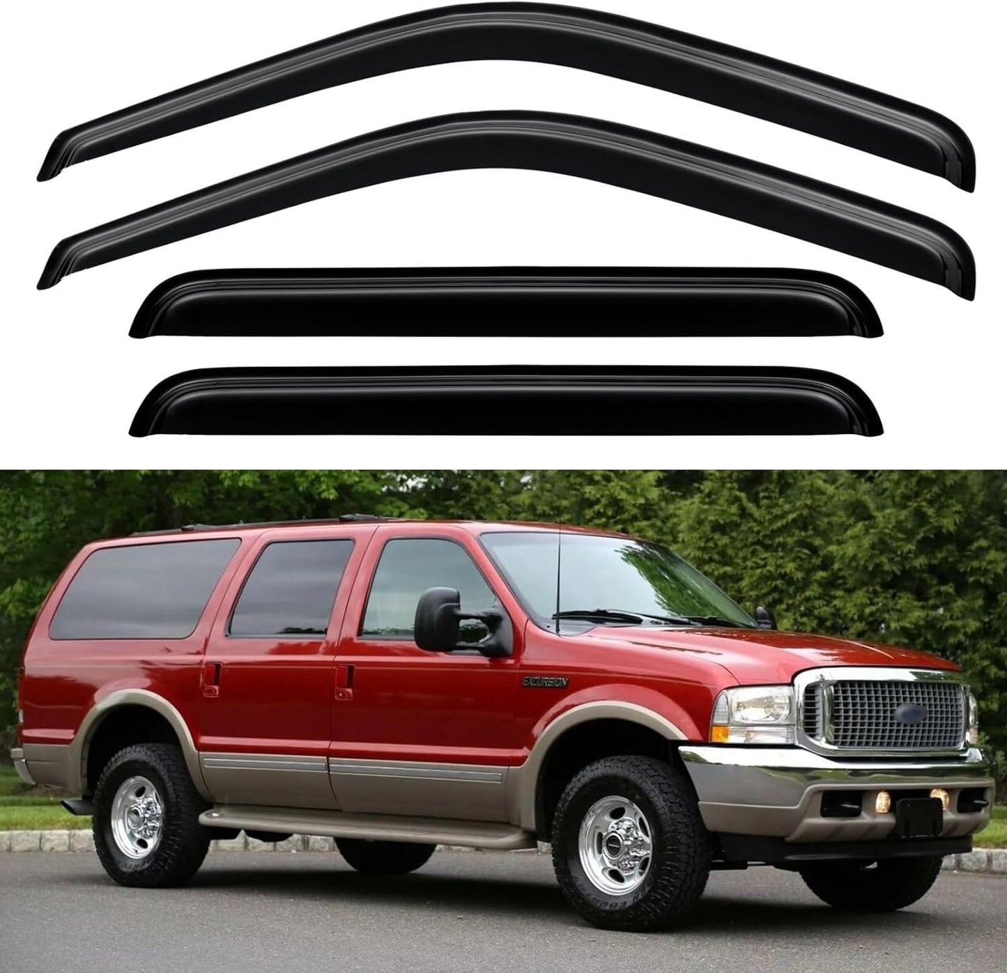 Window Visors Rain Guards for Chevy Tahoe/GMC Yukon 2000-2006, Out-Channel Window Vent Wind Deflectors Visors Shades for 2002-2006 Cadillac Escalade