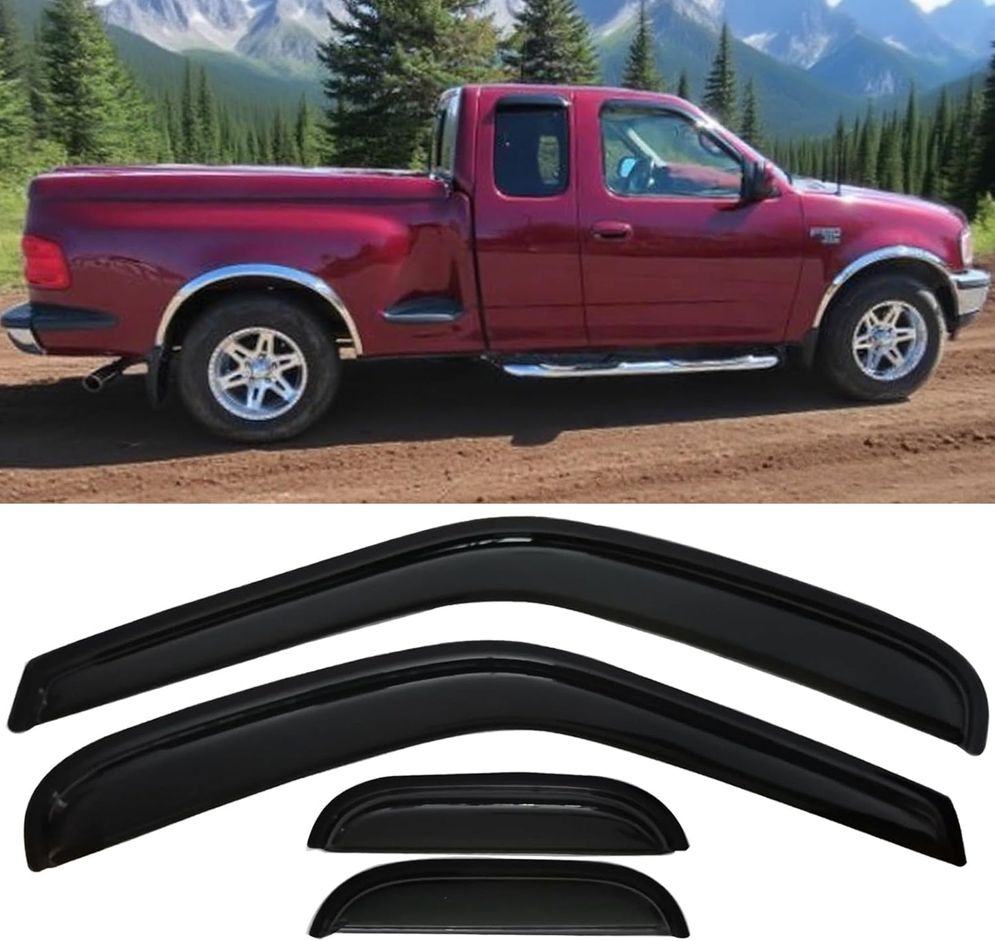 Tape On Side Window Deflectors Vent Window Visor for 2015-2018 Chevy Silverado & GMC Sierra 1500 2500HD 3500HD Double/Extended Cab Rain Guards Sun Shade 4PC-Set Truck Accessories