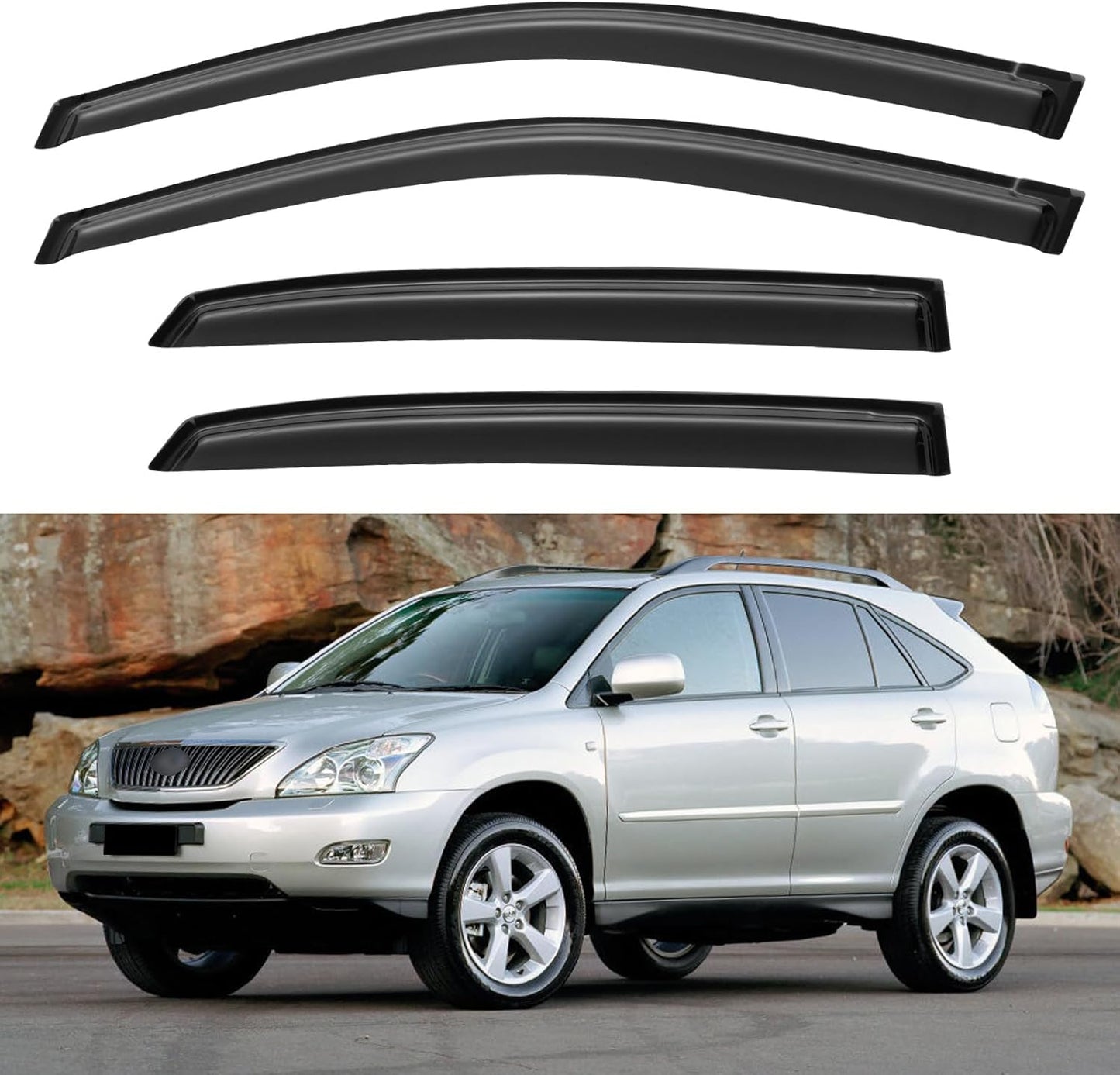 Window Visors Rain Guards for Chevy Tahoe/GMC Yukon 2000-2006, Out-Channel Window Vent Wind Deflectors Visors Shades for 2002-2006 Cadillac Escalade