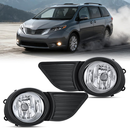 Fog Lights Assembly Compatible with 2001 2002 2003 2004 2005 2006 2007 Toyota Sequoia 2000-2006 Tundra(NOT fit steel front bumper models) w/9006 12V 51W Bulbs Clear Lens