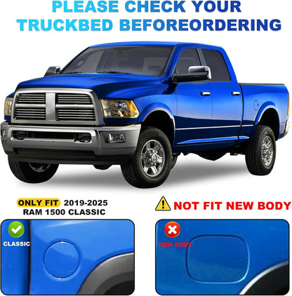 6.4Ft Soft Roll Up Tonneau Cover compatible with 2003-2010, 2011-2018, 2019-2023 Dodge Ram 1500, 2011-2024 Ram 2500 3500 6.4 Ft Bed Fleetside Without Rambox