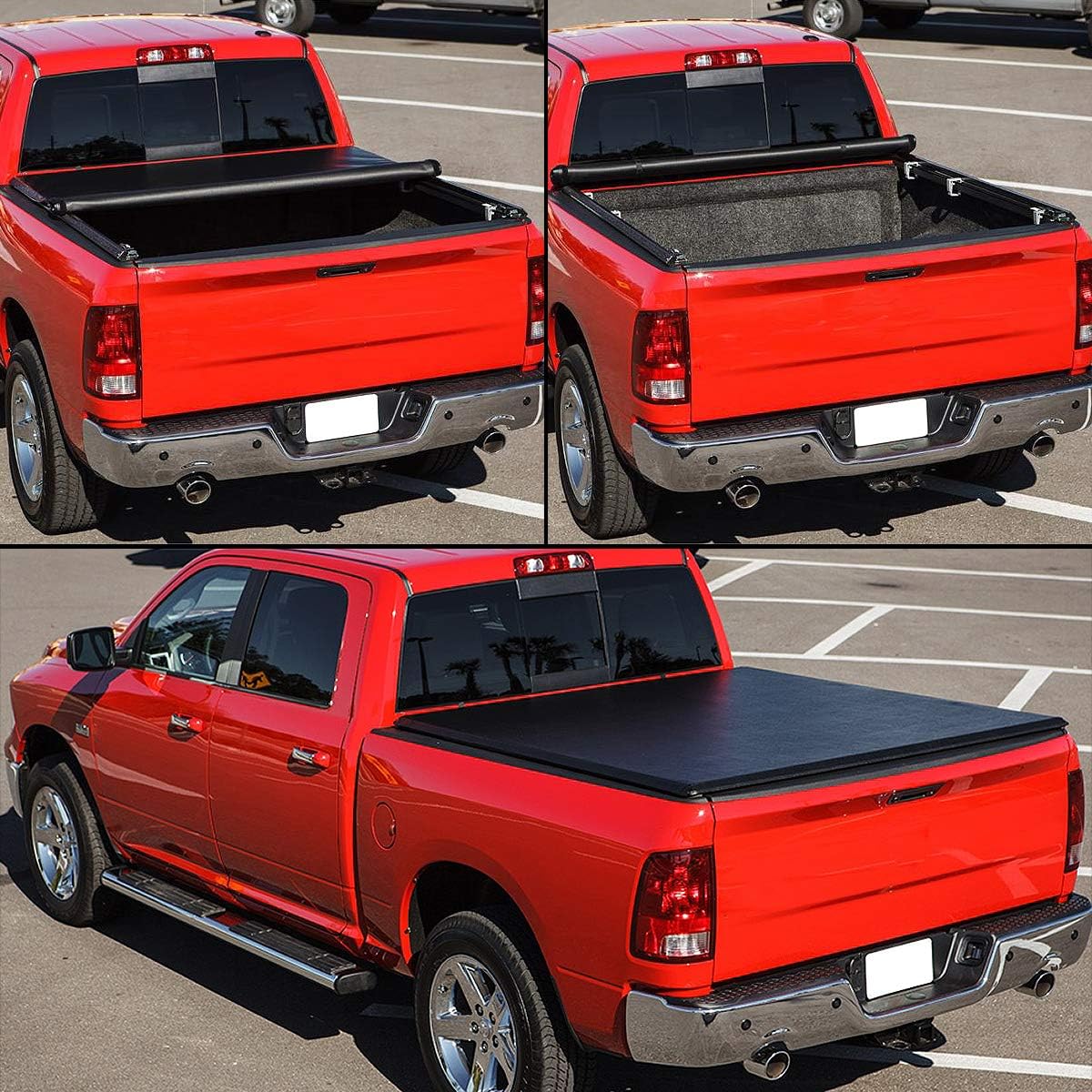 Truck Bed Soft Roll-Up Tonneau Cover Compatible with 19-25 Silverado Sierra 1500 5.75Ft Fleetside/Styleside Bed