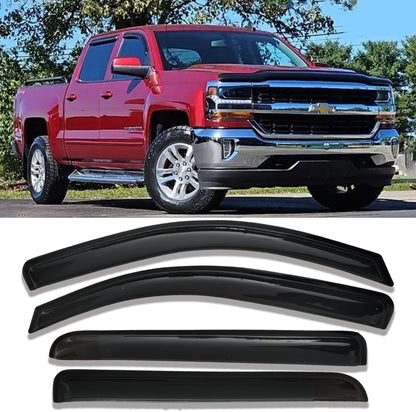 94515 Side Window Visor Rain Guards for 07-14 Chevy Silverado 1500 & GMC Sierra 1500 2500HD 3500HD Crew Cab/Avalanche/Suburban/Yukon XL Wind Deflectors Windnow Shade Vent Sun Visors 4PCS