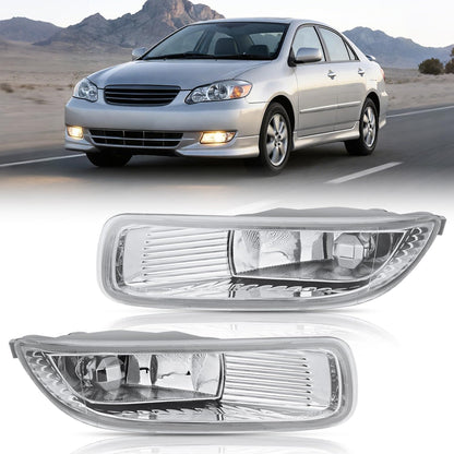 Fog Lights Assembly Compatible with 2001 2002 2003 2004 2005 2006 2007 Toyota Sequoia 2000-2006 Tundra(NOT fit steel front bumper models) w/9006 12V 51W Bulbs Clear Lens