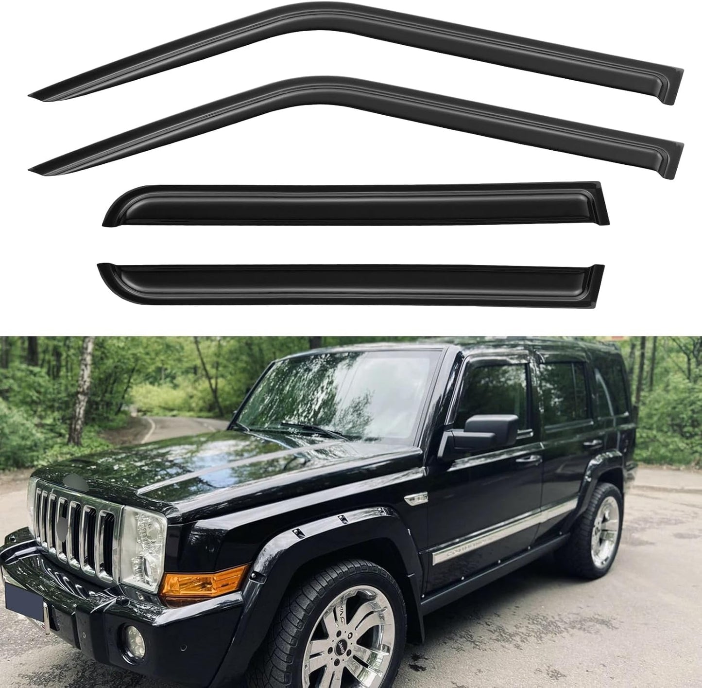 Window Visors Rain Guards for Chevy Tahoe/GMC Yukon 2000-2006, Out-Channel Window Vent Wind Deflectors Visors Shades for 2002-2006 Cadillac Escalade