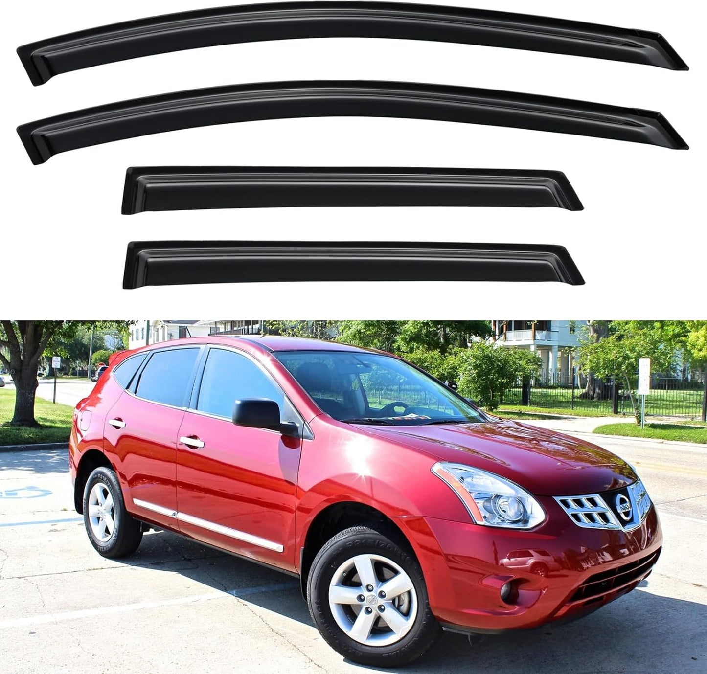 Window Visors Rain Guards for Chevy Tahoe/GMC Yukon 2000-2006, Out-Channel Window Vent Wind Deflectors Visors Shades for 2002-2006 Cadillac Escalade