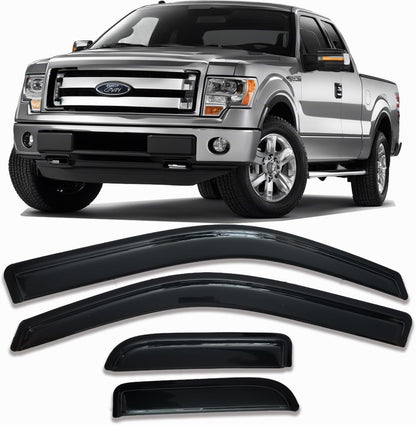 94515 Side Window Visor Rain Guards for 07-14 Chevy Silverado 1500 & GMC Sierra 1500 2500HD 3500HD Crew Cab/Avalanche/Suburban/Yukon XL Wind Deflectors Windnow Shade Vent Sun Visors 4PCS