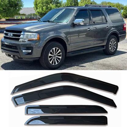 Tape On Side Window Deflectors Vent Window Visor for 2015-2018 Chevy Silverado & GMC Sierra 1500 2500HD 3500HD Double/Extended Cab Rain Guards Sun Shade 4PC-Set Truck Accessories