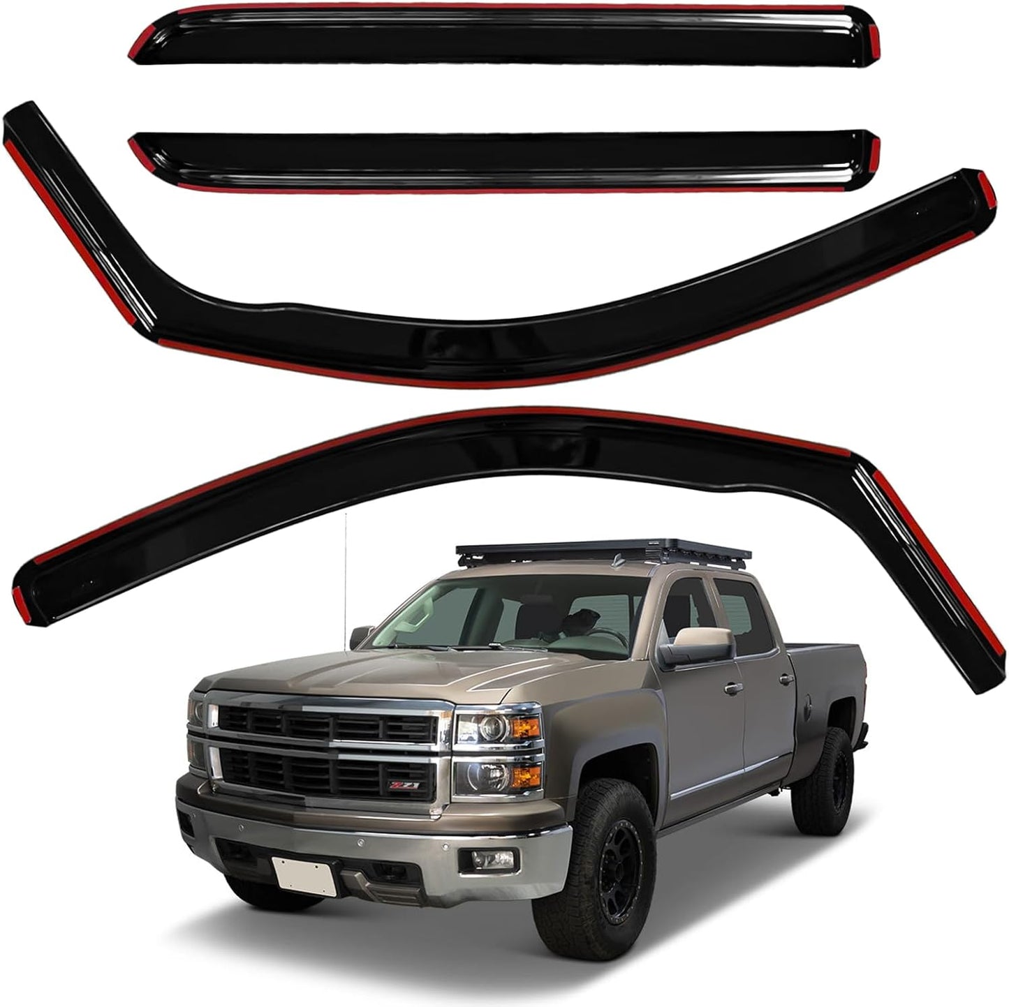 4pcs Rain Guards for 2024-2026 Toyota Tacoma Double Cab, Easy-to-Install Rain Guards for Car Window - Out-Channel Vent Visors Accessories for Truck, Side Window Wind Deflectors & Visors