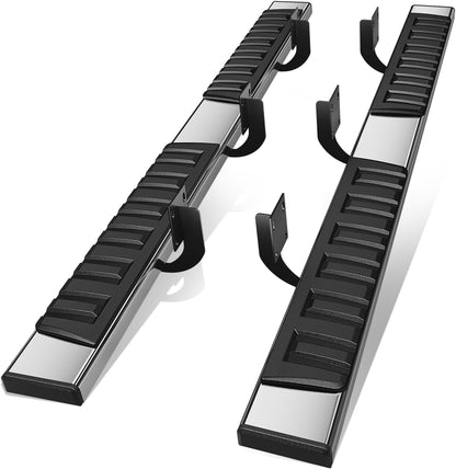5" Running Boards compatible with Truck 1999-2016 Ford F250-550 Super Duty Extended Cab, Stainless Steel Nerf Bars, Black Powdercoated Non-Slip Side Steps