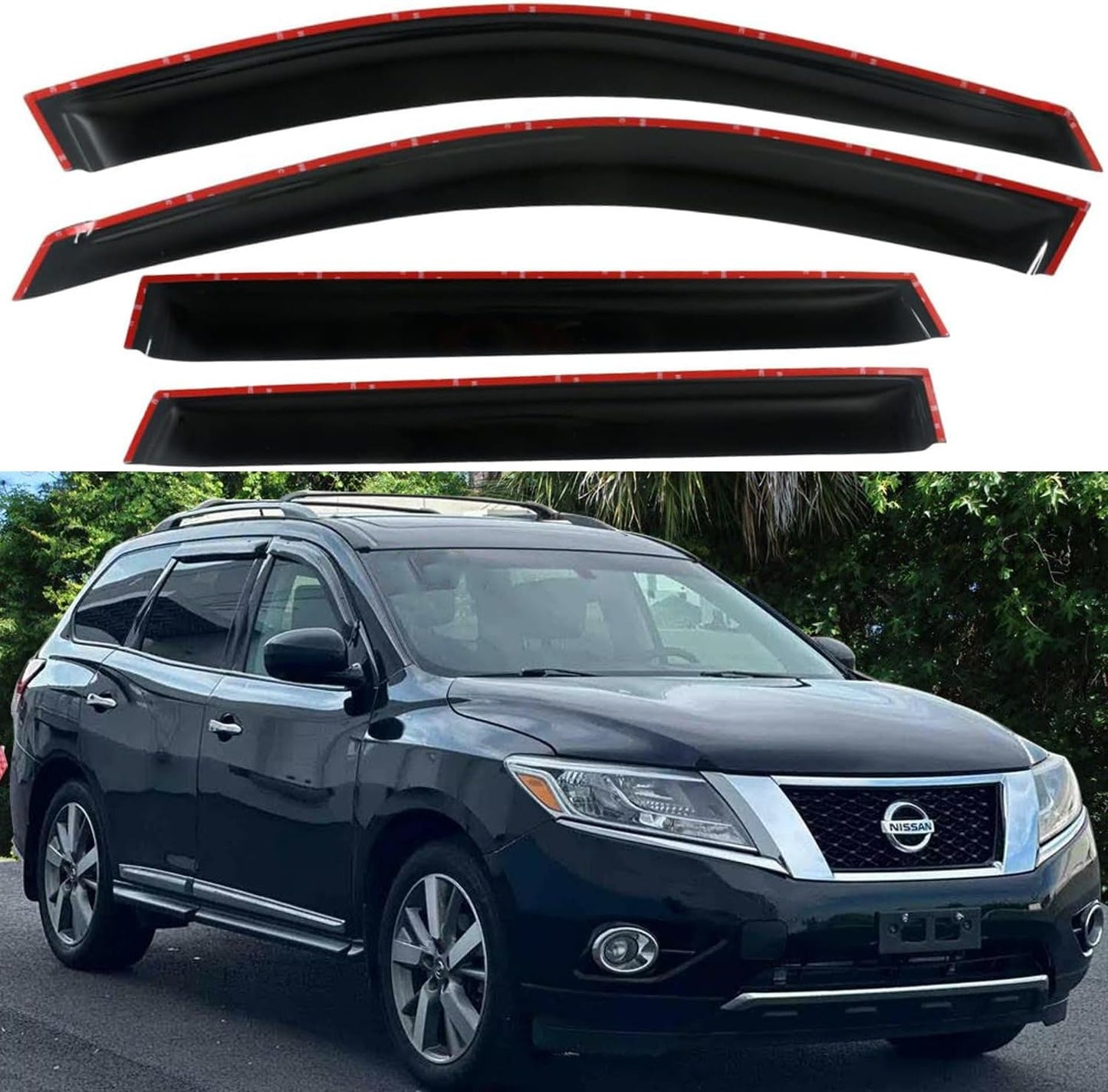 Tape On Side Window Deflectors Vent Window Visor for 2015-2018 Chevy Silverado & GMC Sierra 1500 2500HD 3500HD Double/Extended Cab Rain Guards Sun Shade 4PC-Set Truck Accessories