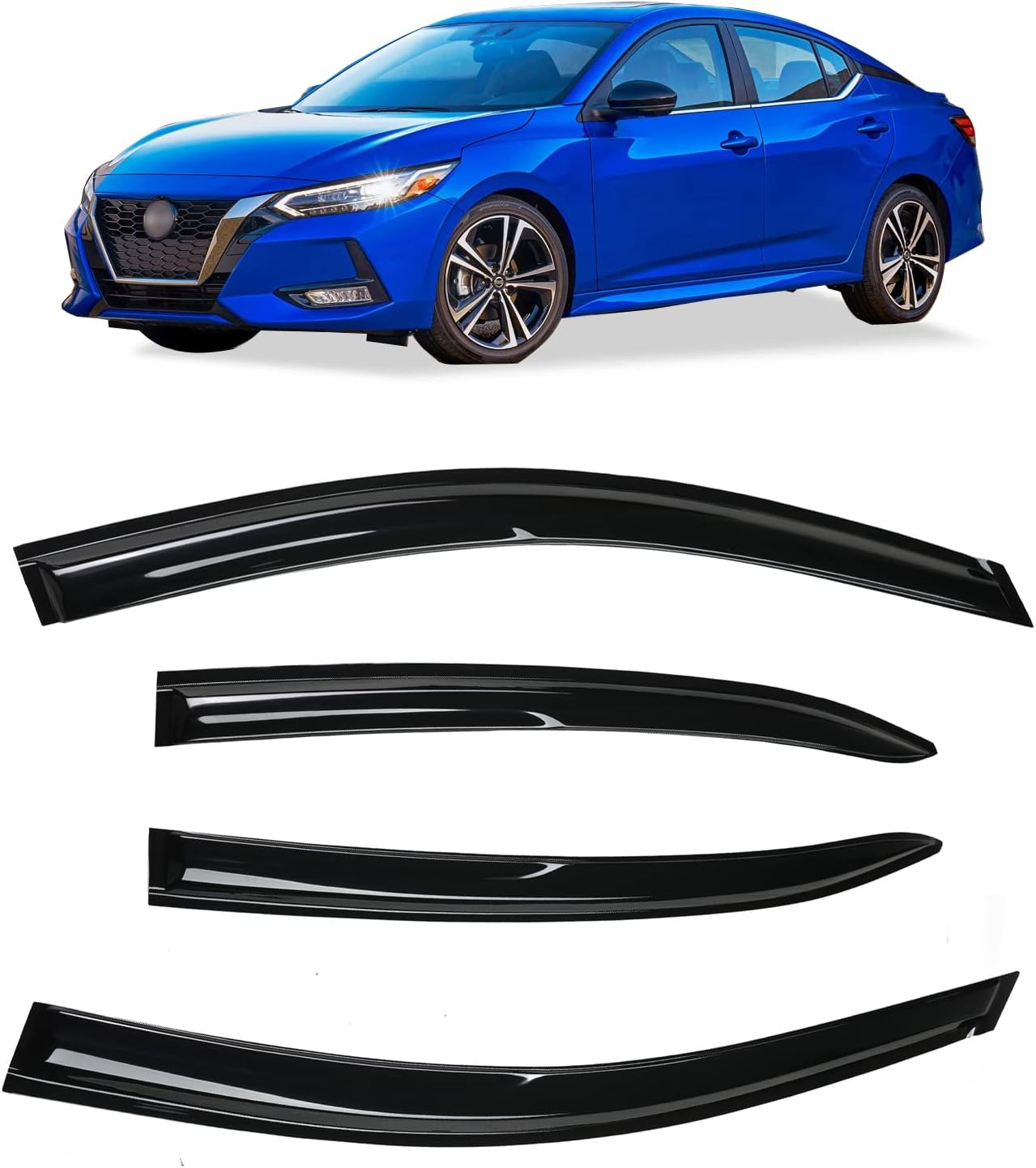 4pcs Window Visor Fit compatible with 2016-2021 Honda Civic Window Vent Deflector Visors