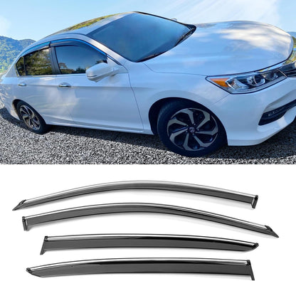4pcs Window Visors Compatible with 2013-2017 Honda Accord 9th Gen Sedan Only, Acrylic Smoked JDM Stick On External Wind Deflectors