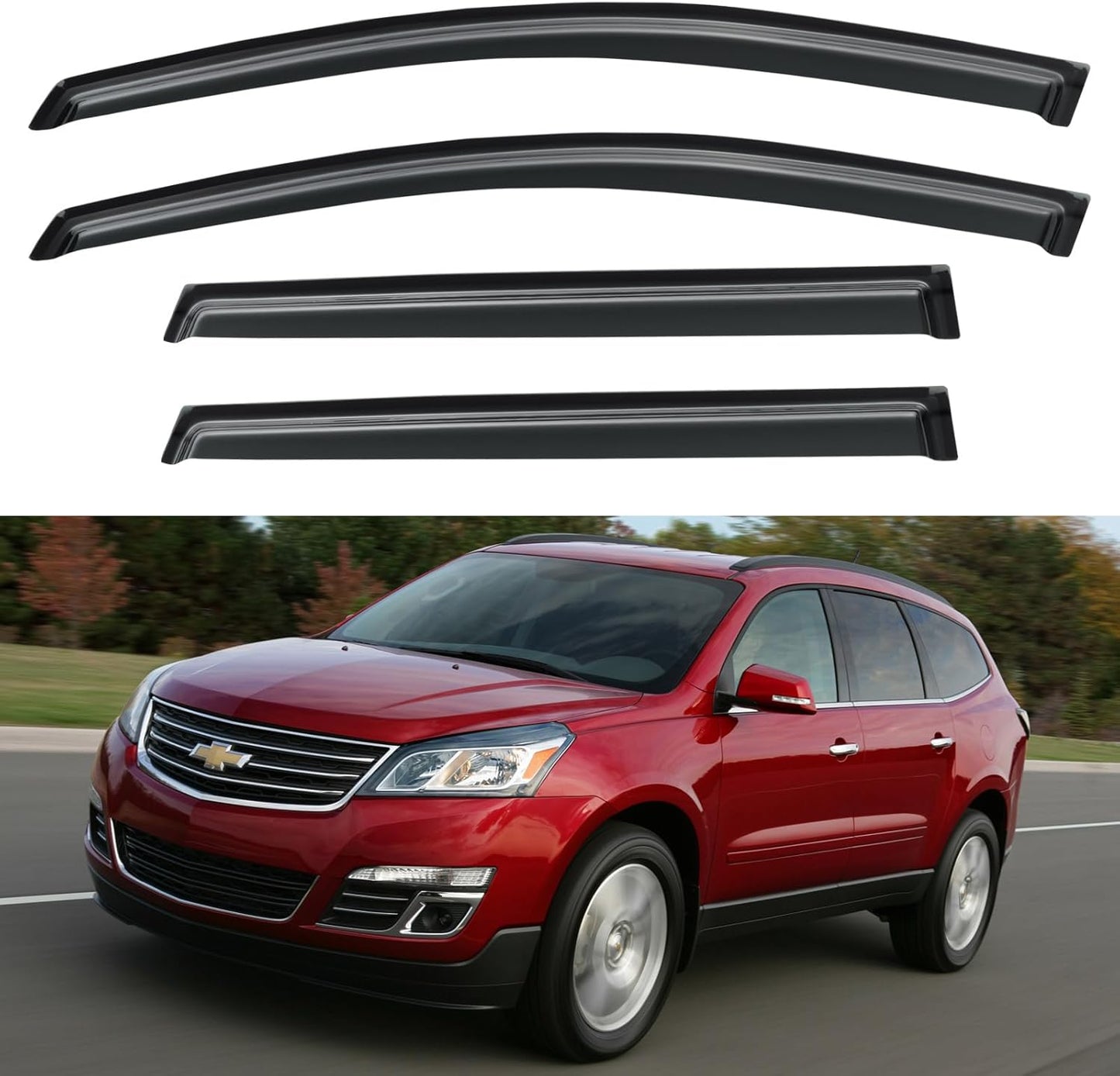 Window Visors Rain Guards for Chevy Tahoe/GMC Yukon 2000-2006, Out-Channel Window Vent Wind Deflectors Visors Shades for 2002-2006 Cadillac Escalade