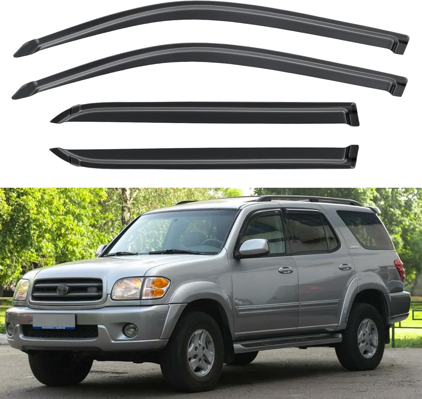 Window Visors Rain Guards for Chevy Tahoe/GMC Yukon 2000-2006, Out-Channel Window Vent Wind Deflectors Visors Shades for 2002-2006 Cadillac Escalade