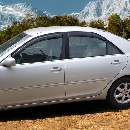 4pcs Window Visors Compatible with 2002-2006 Toyota Camry 4Dr Sedan, Slim Style Tape On- Smoke Tint Acrylic, 2003 2004 2005