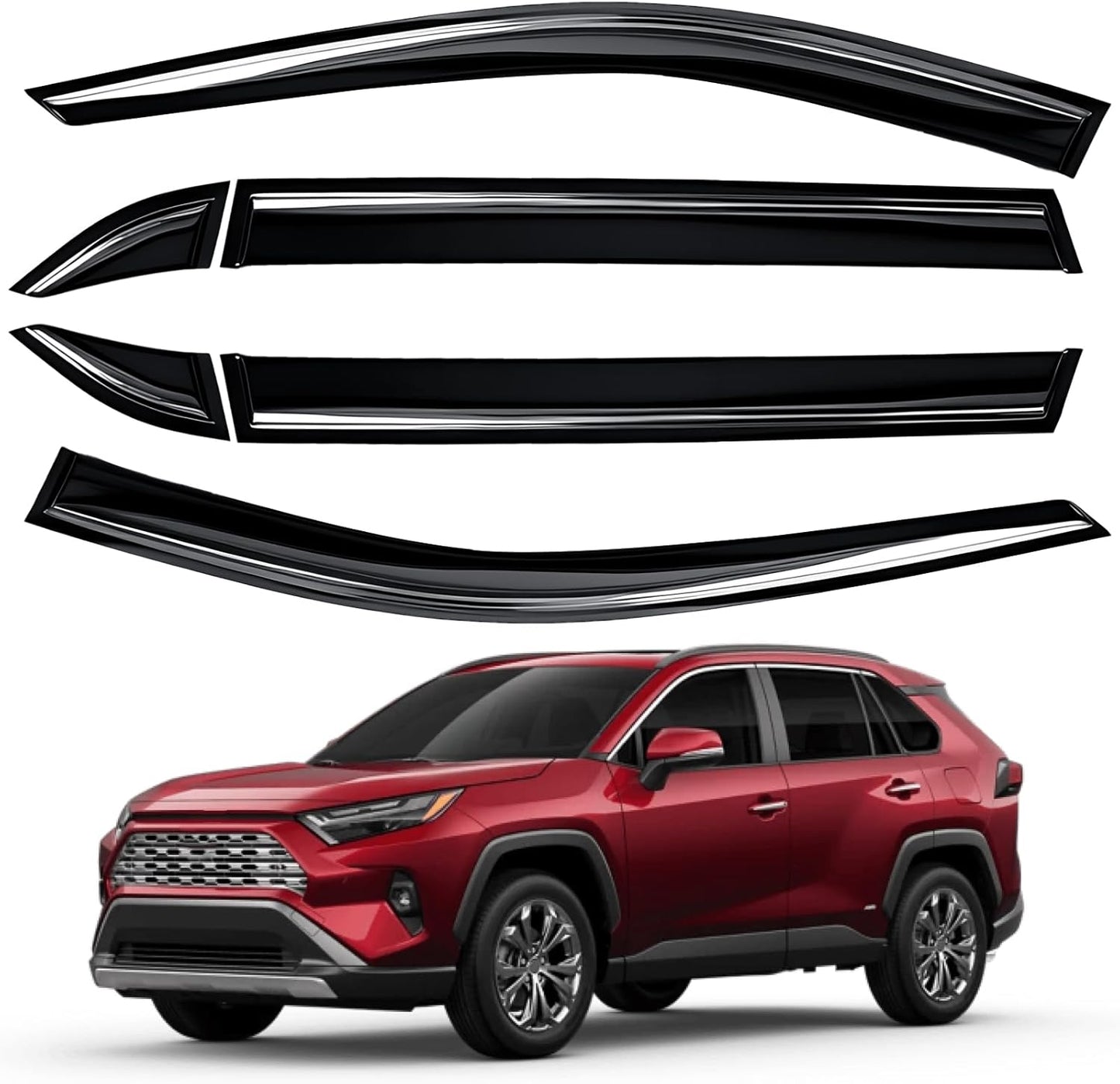 4pcs Rain Guards for 2024-2026 Toyota Tacoma Double Cab, Easy-to-Install Rain Guards for Car Window - Out-Channel Vent Visors Accessories for Truck, Side Window Wind Deflectors & Visors