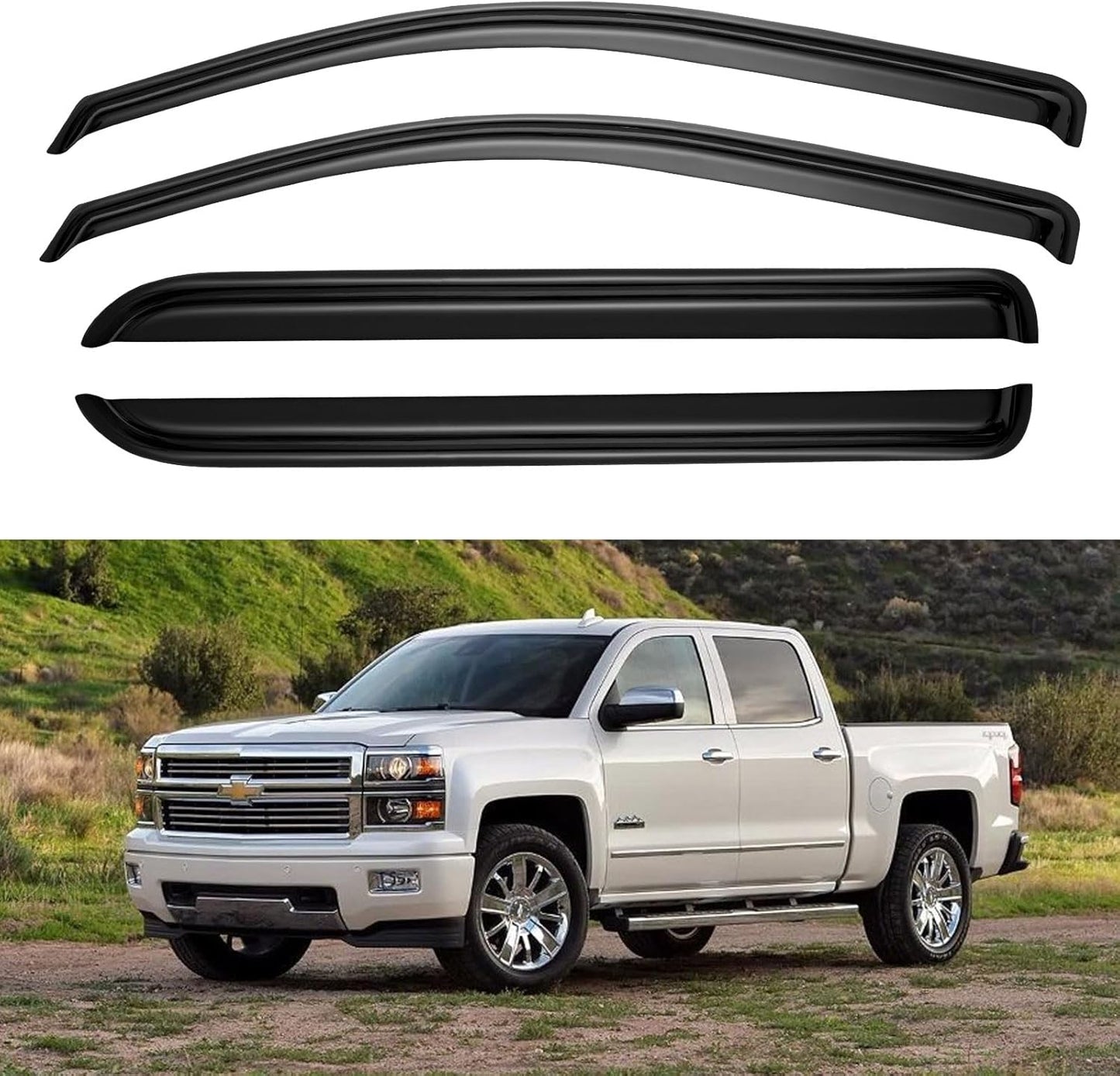 Window Visors Rain Guards for Chevy Tahoe/GMC Yukon 2000-2006, Out-Channel Window Vent Wind Deflectors Visors Shades for 2002-2006 Cadillac Escalade