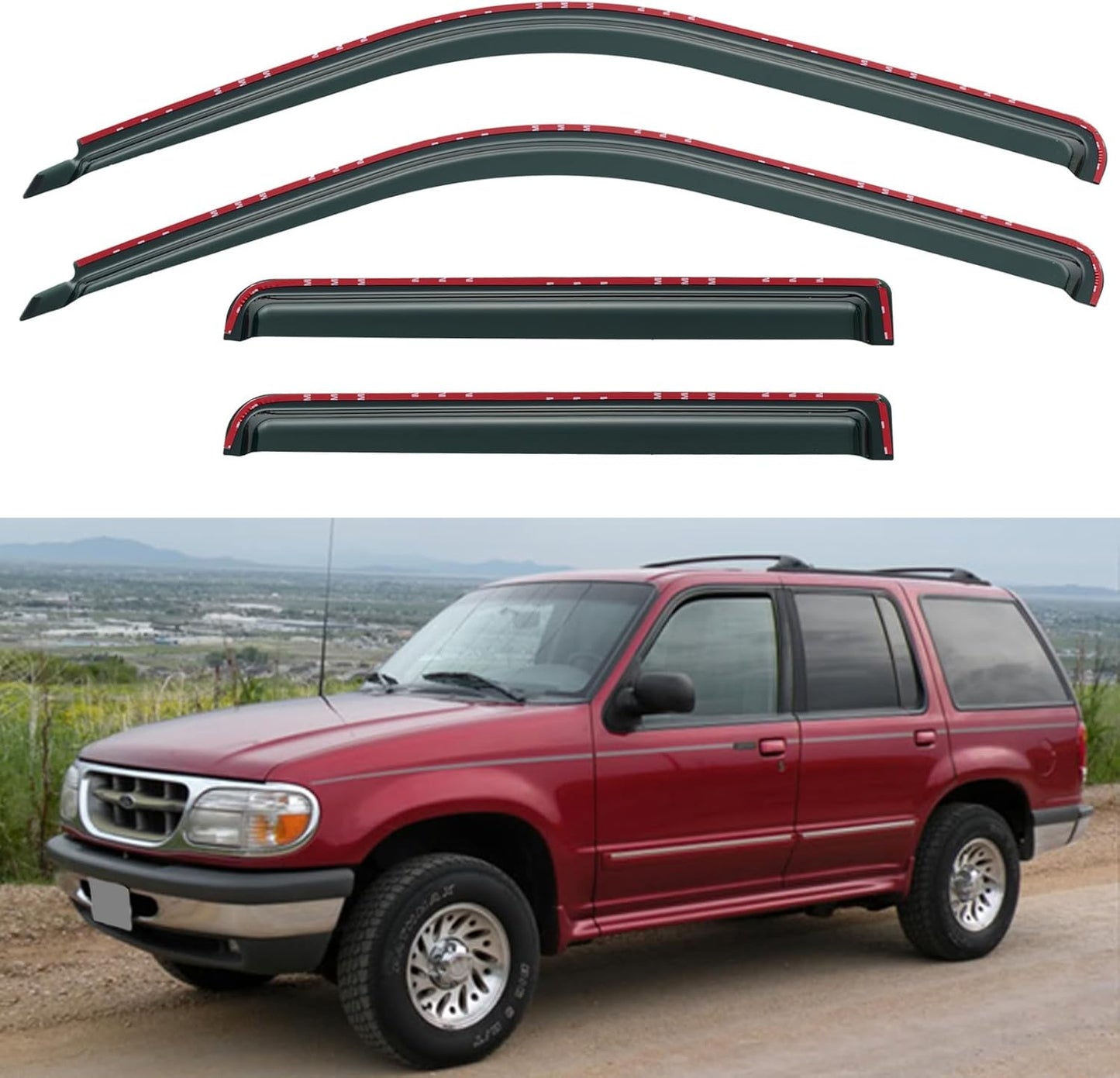 Window Visors Rain Guards for Chevy Tahoe/GMC Yukon 2000-2006, Out-Channel Window Vent Wind Deflectors Visors Shades for 2002-2006 Cadillac Escalade