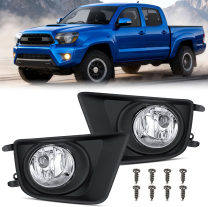 Fog Lights Assembly Compatible with 2001 2002 2003 2004 2005 2006 2007 Toyota Sequoia 2000-2006 Tundra(NOT fit steel front bumper models) w/9006 12V 51W Bulbs Clear Lens