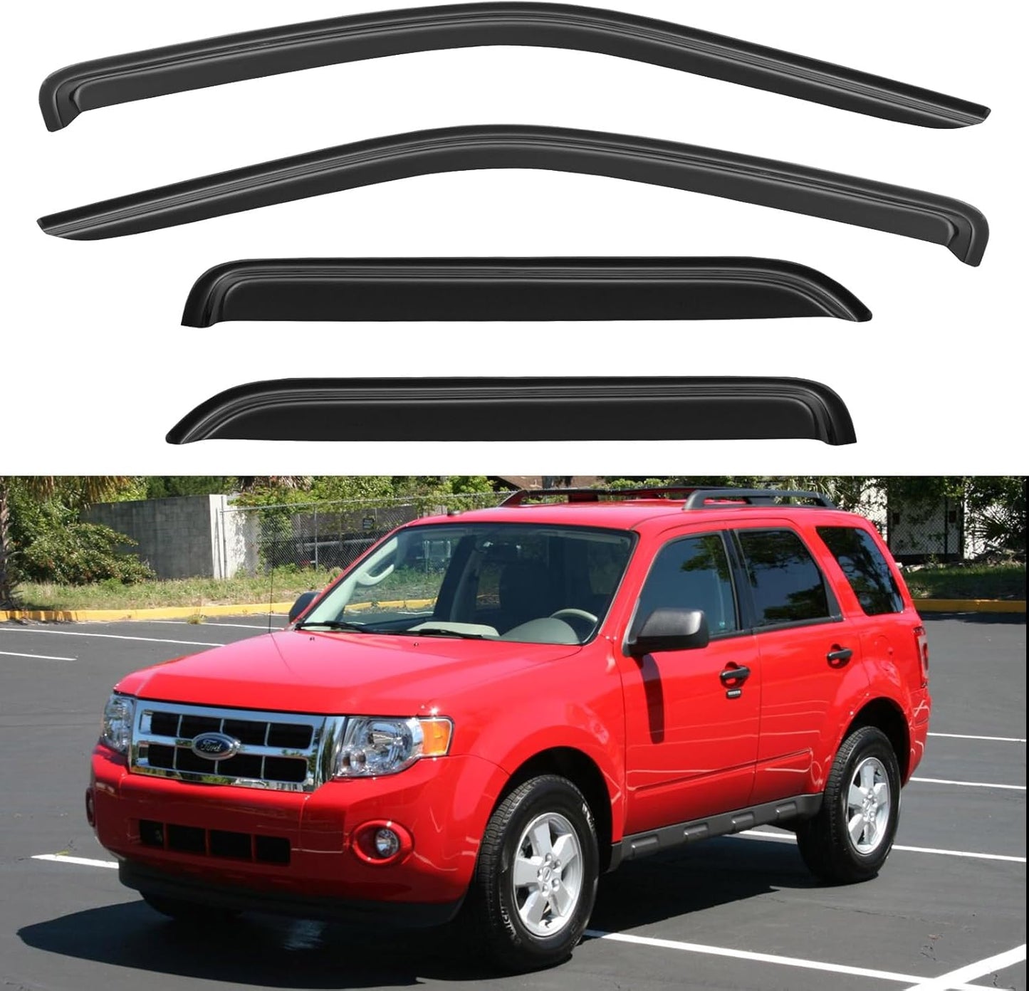 Window Visors Rain Guards for Chevy Tahoe/GMC Yukon 2000-2006, Out-Channel Window Vent Wind Deflectors Visors Shades for 2002-2006 Cadillac Escalade