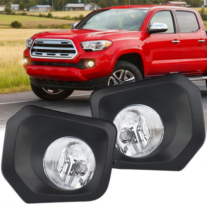 Fog Lights Assembly Compatible with 2001 2002 2003 2004 2005 2006 2007 Toyota Sequoia 2000-2006 Tundra(NOT fit steel front bumper models) w/9006 12V 51W Bulbs Clear Lens
