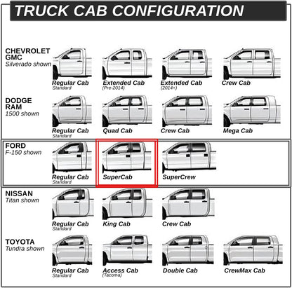 5" Running Boards compatible with Truck 1999-2016 Ford F250-550 Super Duty Extended Cab, Stainless Steel Nerf Bars, Black Powdercoated Non-Slip Side Steps
