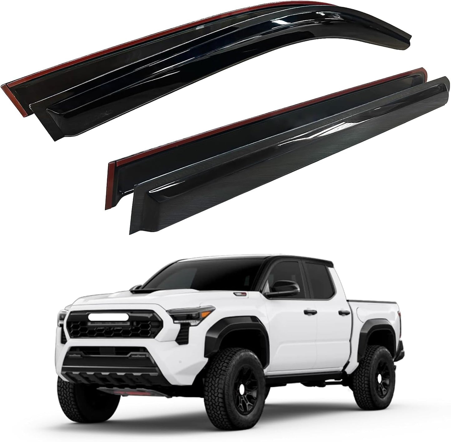 4pcs Rain Guards for 2024-2026 Toyota Tacoma Double Cab, Easy-to-Install Rain Guards for Car Window - Out-Channel Vent Visors Accessories for Truck, Side Window Wind Deflectors & Visors