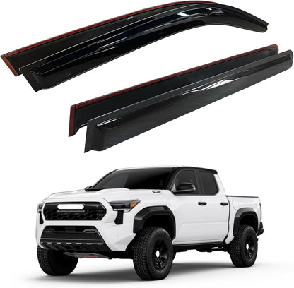 4pcs Rain Guards for 2024-2026 Toyota Tacoma Double Cab, Easy-to-Install Rain Guards for Car Window - Out-Channel Vent Visors Accessories for Truck, Side Window Wind Deflectors & Visors