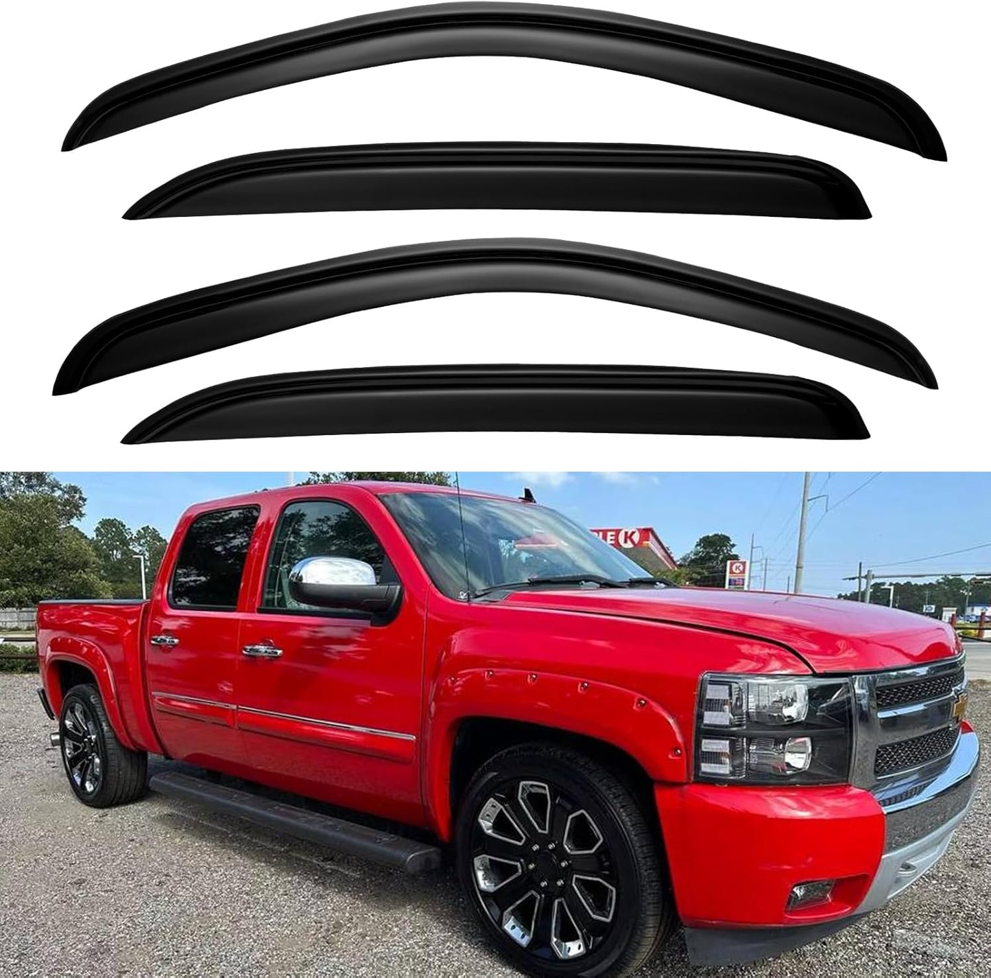 Window Visors Rain Guards for Chevy Tahoe/GMC Yukon 2000-2006, Out-Channel Window Vent Wind Deflectors Visors Shades for 2002-2006 Cadillac Escalade